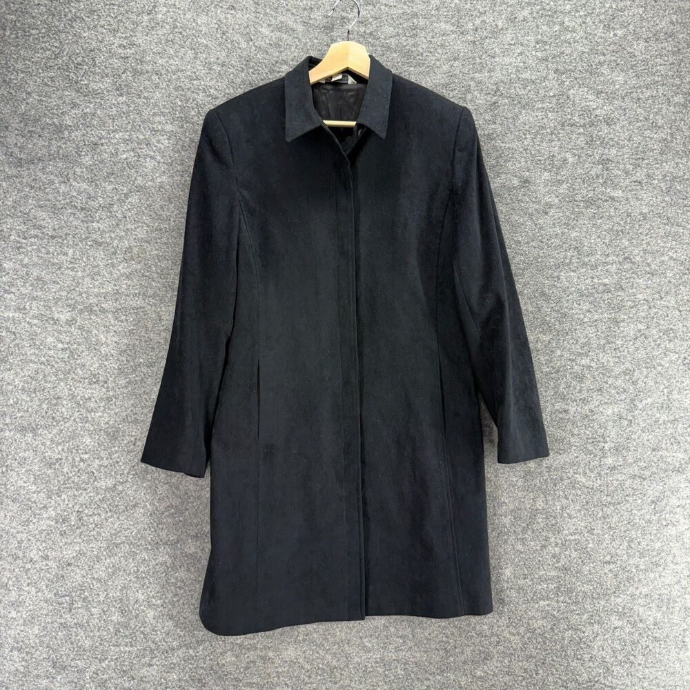 Sport Collection Coat Women 12 Black Long Sleeve Collared Pockets Casual Long
